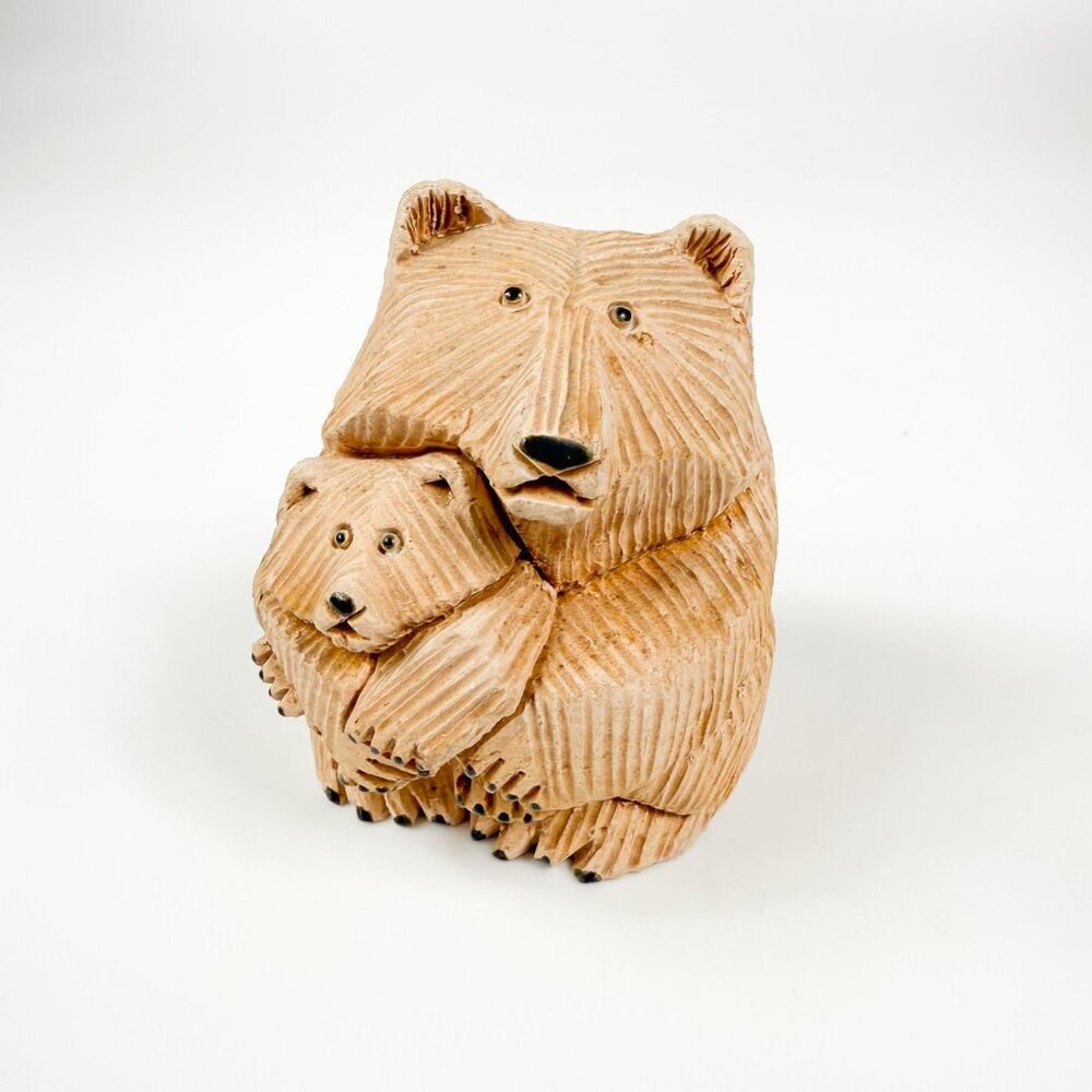 Artisania Rinconada Handcrafted Bear & Cub Figurine From Uruguay Ceramic Collect